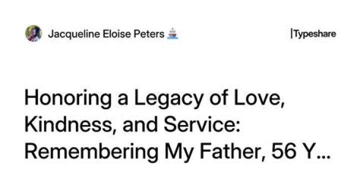 A Legacy Of Love, Kindness, And Service
